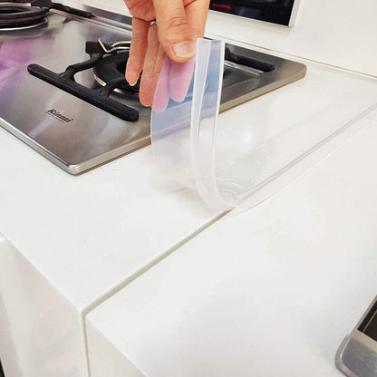 2 Pcs Silicone Stove Counter Gap Cover Oven Guard Seal Slit Strip Kitchen (Clear, 25 Inch)