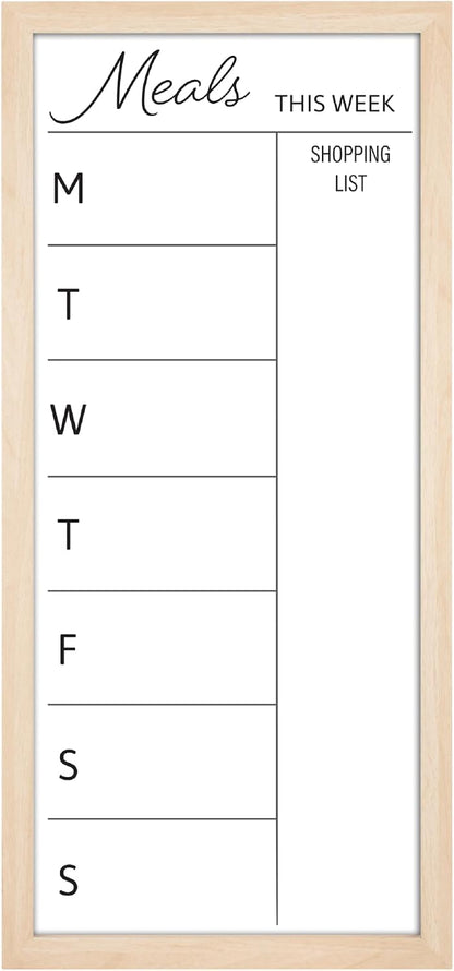MCS Dry Erase Weekly Meal Planner Black Framed Calander Whiteboard, 11x24 | Dry Erase Weekly Meal Planner Black Framed Calander Whiteboard Frame, 11x24 Inch