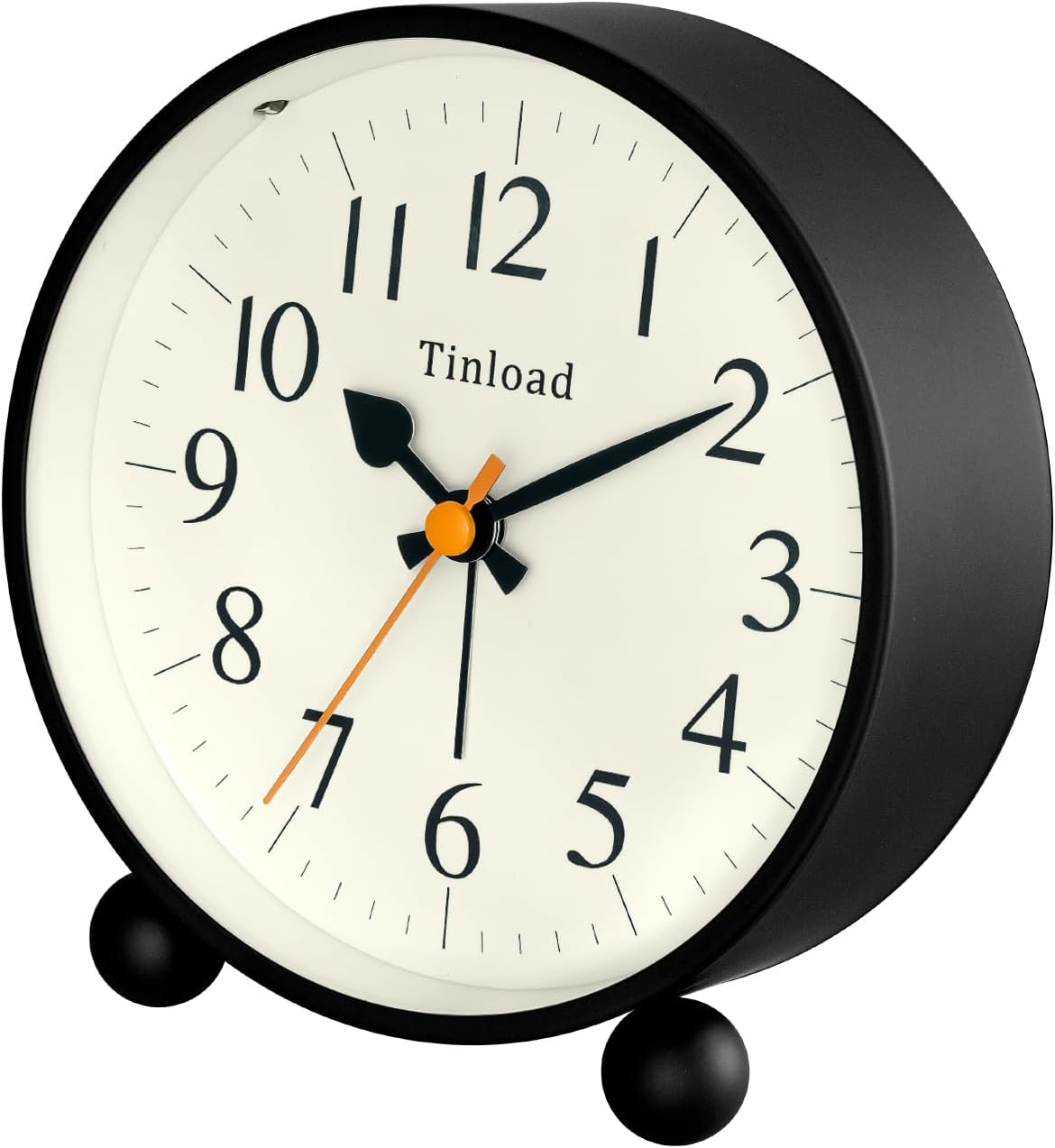 Tinload 4.5" Vintage Retro Analog Alarm Clock, Super Silent Non Ticking Small Clock with Manual Light, Snooze, Battery Operated, for Living Room, Bedroom, Bedside, Desk(Blue)
