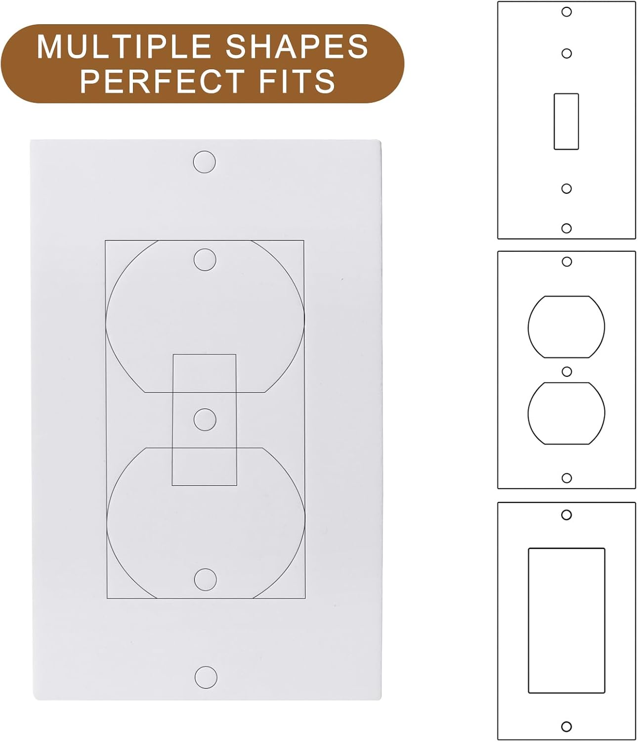 Outlet Insulators Draft Sealers - 4 Sizes EVA Foam Socket Insulation Gaskets | Universal Electric Switch Wall Plate Covers for Energy Saving, Draft Blocking (White, Single 20 Pack)