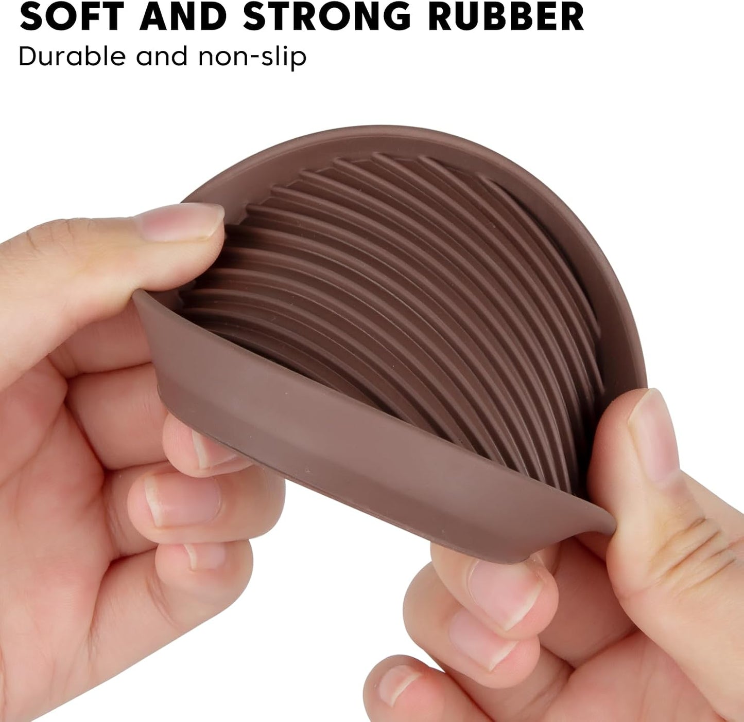 Rubber Non-Slip Furniture Pads, 2"x2" Casters Cup, Round, Brown, 8 PCS | Rubber Feet Floor Protector For Hardwood Floors, Prevent Scratching of The Floor, For Bed Sofa Table and Chair, Stopper