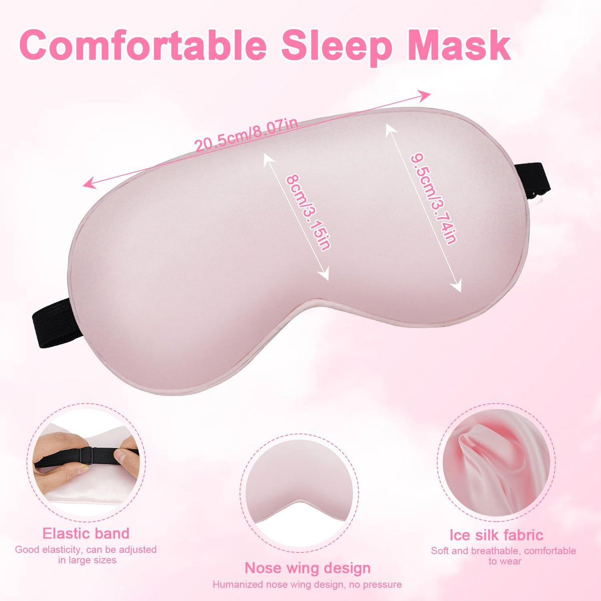 Silk Sleep Mask with Cooling Gel Eye Mask, Warm and Cold Compress, Heated Eye Mask for Tired Eyes, Stain Eye Cover Sleeping Mask for Travel, Home, Office, Yoga, Total Blackout (Black)