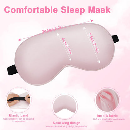 Silk Sleep Mask with Cooling Gel Eye Mask, Warm and Cold Compress, Heated Eye Mask for Tired Eyes, Stain Eye Cover Sleeping Mask for Travel, Home, Office, Yoga, Total Blackout (Black)