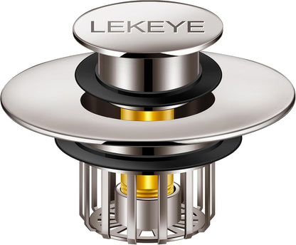 LEKEYE Tub Stopper | Shower Drain Hair Catcher | Pop-up Drain Stopper with Strainer | Bathroom Bathtub Plug | Drain Protector for 1-1/2 to 1-3/4" Bath Drain Hole