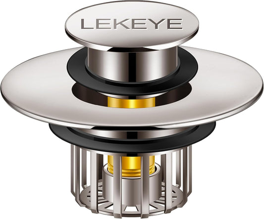 LEKEYE Tub Stopper | Shower Drain Hair Catcher | Pop-up Drain Stopper with Strainer | Bathroom Bathtub Plug | Drain Protector for 1-1/2 to 1-3/4" Bath Drain Hole