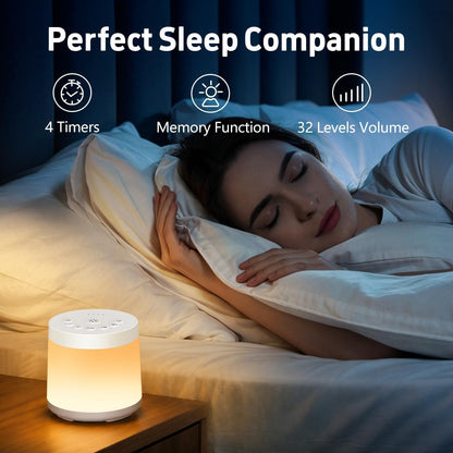 Rechargeable Nursery Night Light Sound White Noise Machine for Baby Kids Adults with Hushing Sounds 30 Sleeping Sounds 12 Colors Night Light 4 Timers Memory Function for Home Breastfeeding Camping