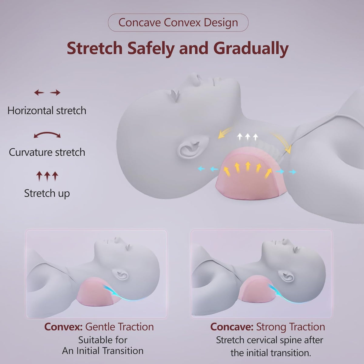 ComfortLife Small Neck Stretcher Pillow for Pain Relief, Medium Soft Cervical Traction Device Neck Mild Support Pillow Foam Cervical Neck Pillow for Tension Muscle Relax Relief (Grey)
