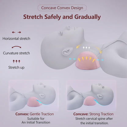 ComfortLife Small Neck Stretcher Pillow for Pain Relief, Medium Soft Cervical Traction Device Neck Mild Support Pillow Foam Cervical Neck Pillow for Tension Muscle Relax Relief (Grey)