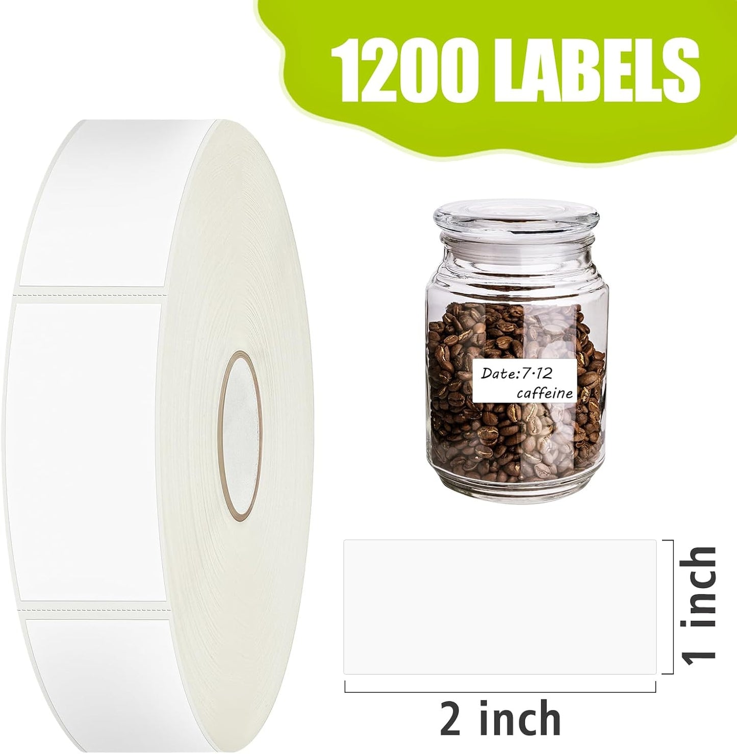 1200 Blank Removable Freezer Labels with Perforation Line for Easy Distribution and Use. Waterproof and Oil-Resistant, Suitable for Food Containers, Jars, and Kitchen Organization.(1 "x 3")
