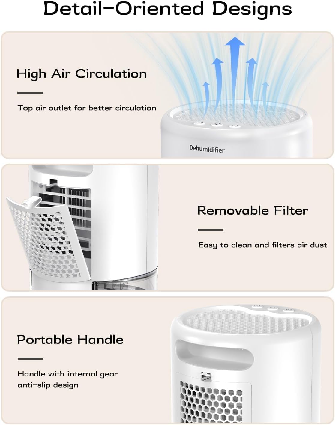 Dehumidifier, 35 oz Small Dehumidifiers for Home, Bathroom, Bedroom, Rooms, Ultra-Quiet with Sleep Mode, 7 Color Lights & Auto Shut Off, Compact & Portable for Closet, RV, Basement, Energy Saving