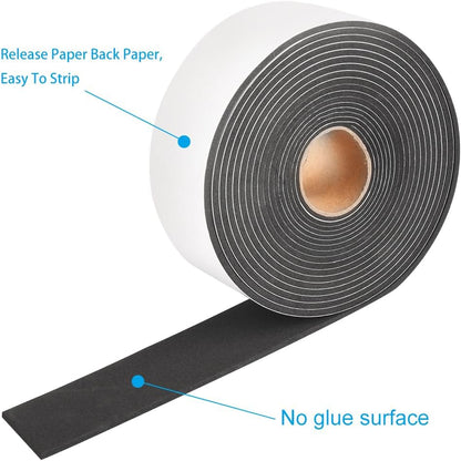 2 Rolls Foam Seal Tape for Door Window Insulation, Soundproof and Shockproof Foam Adhensive Strip, 3/8" Wx3/16 T Single Sided Foam Tape, Cold Air and Draft Closed Cell Seal Strip,Total 32FT