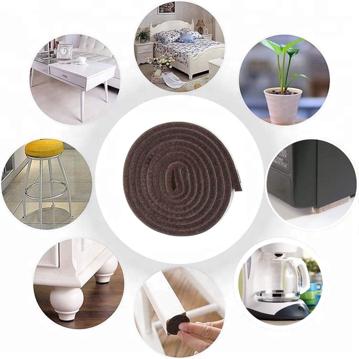 Self Adhesive Felt Furniture Pads: Furniture Sliders for Hardwood Floors, Chair Leg Floor Protectors, Heavy Duty Felt Strip Roll for All Hard Surfaces, 1/2" x 60" Roll, Beige