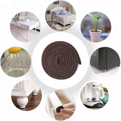 Self Adhesive Felt Furniture Pads: Furniture Sliders for Hardwood Floors, Chair Leg Floor Protectors, Heavy Duty Felt Strip Roll for All Hard Surfaces, 1/2" x 60" Roll, Beige