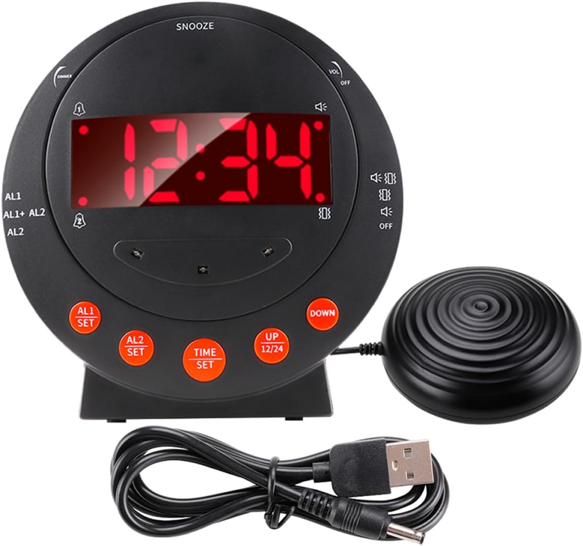 VILLCASE Loud Digital Vibrating Alarm Clock with Bed Shaker for Heavy Sleepers and Hearing Impaired, Plastic 3pcs Set, Battery Not Included, Bedroom Use