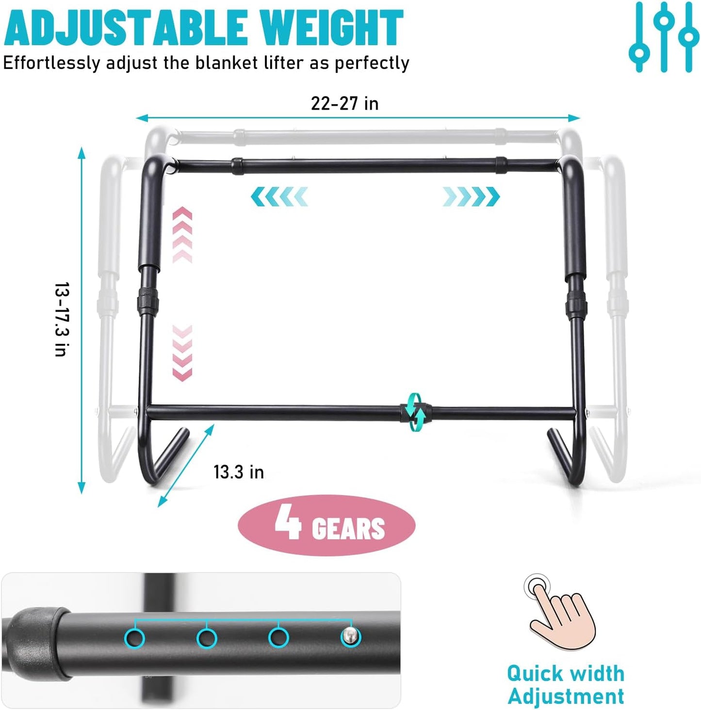 Blanket Lifter for Feet on the Mattress–Height & Width Adjustable Bed Cradle for Feets, Keep Blankets Off Feet with Stable Triangle Structure, Anti-Slip Design & Convenient Storage