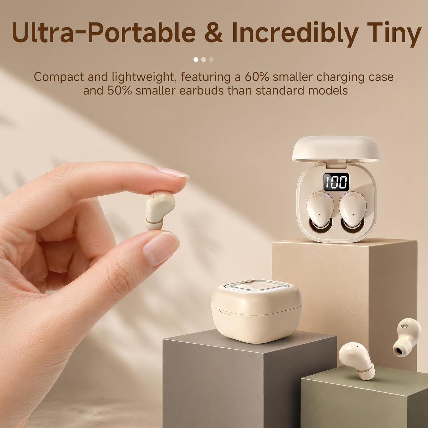 Discreet Invisible Mini Earbuds Wireless Bluetooth Micro Hidden Sleep Tiny Small Earbuds for Sleeping Ear Buds for Small Ears Spy Earpiece Hidden Mini Invisible Headphones for Work Orange