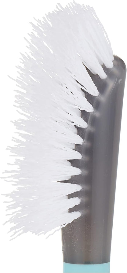 Casabella Smart Scrub Heavy-Duty Tile and Grout Brush for Tile Joints, Grout Cleaner Brush with Nonslip Handle, Gray/Aqua