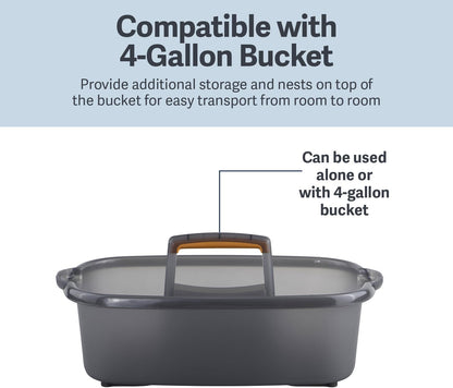 Casabella Plastic Multipurpose Cleaning Storage Caddy with Handle, 1.5-Gallon, Clear