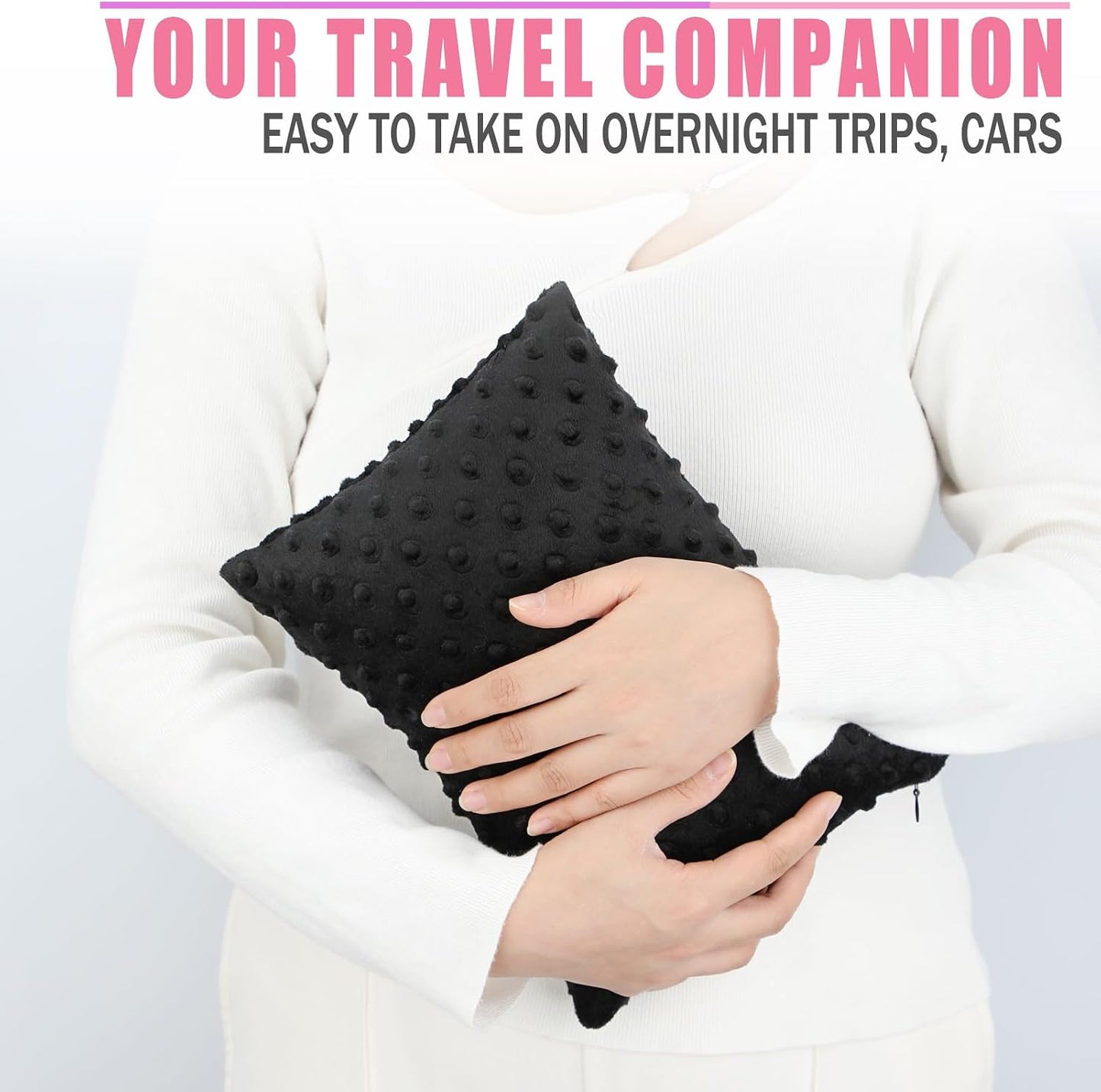 Small Knee Pillow for Side Sleepers, Soft Leg Pillows Relief from Knees, Sciatica, Hips, Joints Between Legs, Back Pain When Side Sleeping, Leg Alignment Knee Support Pillow, Minky Dot Black