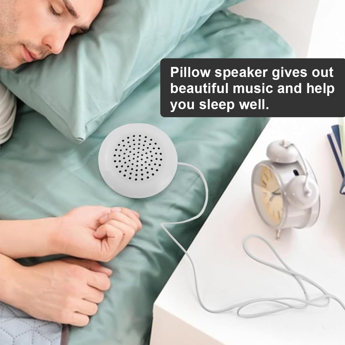 HANYAUKU Pillow Speaker, 3.5mm Mini Stereo Speaker Replacement, White