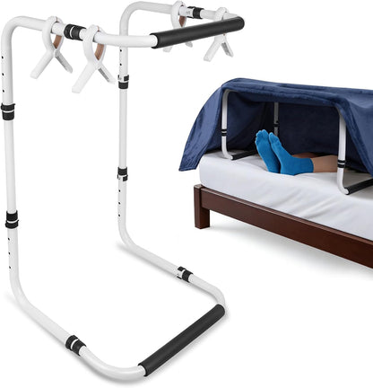 Blanket Lifters for Foot of Bed, Adjustable 20.1–29.5 Inch Bed Blanket Support, Keeps Sheets Off Feet, Carbon Steel Frame, Fits Twin, Full, Queen and King Beds, 4 Clips Included