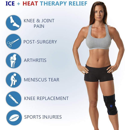 ComfiLife Knee Ice Pack with Wrap Reusable Hot & Cold Therapy Gel Pack Adjustable Compression Support for Injuries, Pain, Surgery, Arthritis, Meniscus and More