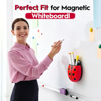 KITANIS Cute Ladybug Magnetic Pen Holder,2 Pack Magnetic Dry Erase Marker Holder,Magnet Storage Marker Pen Pencil Organizer for Refrigerator,Whiteboard,Locker Accessories