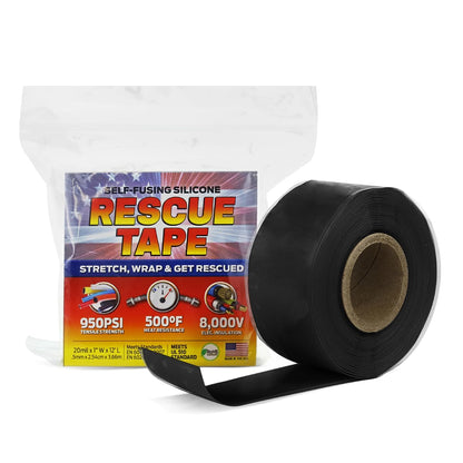Bond It Rescue Tape, Self-Fusing Silicone for Emergency Plumbing, Pipe & Hose Repair, Electrical Insulation, Waterproof, 950PSI, Made in USA, 1" x 12', Clear