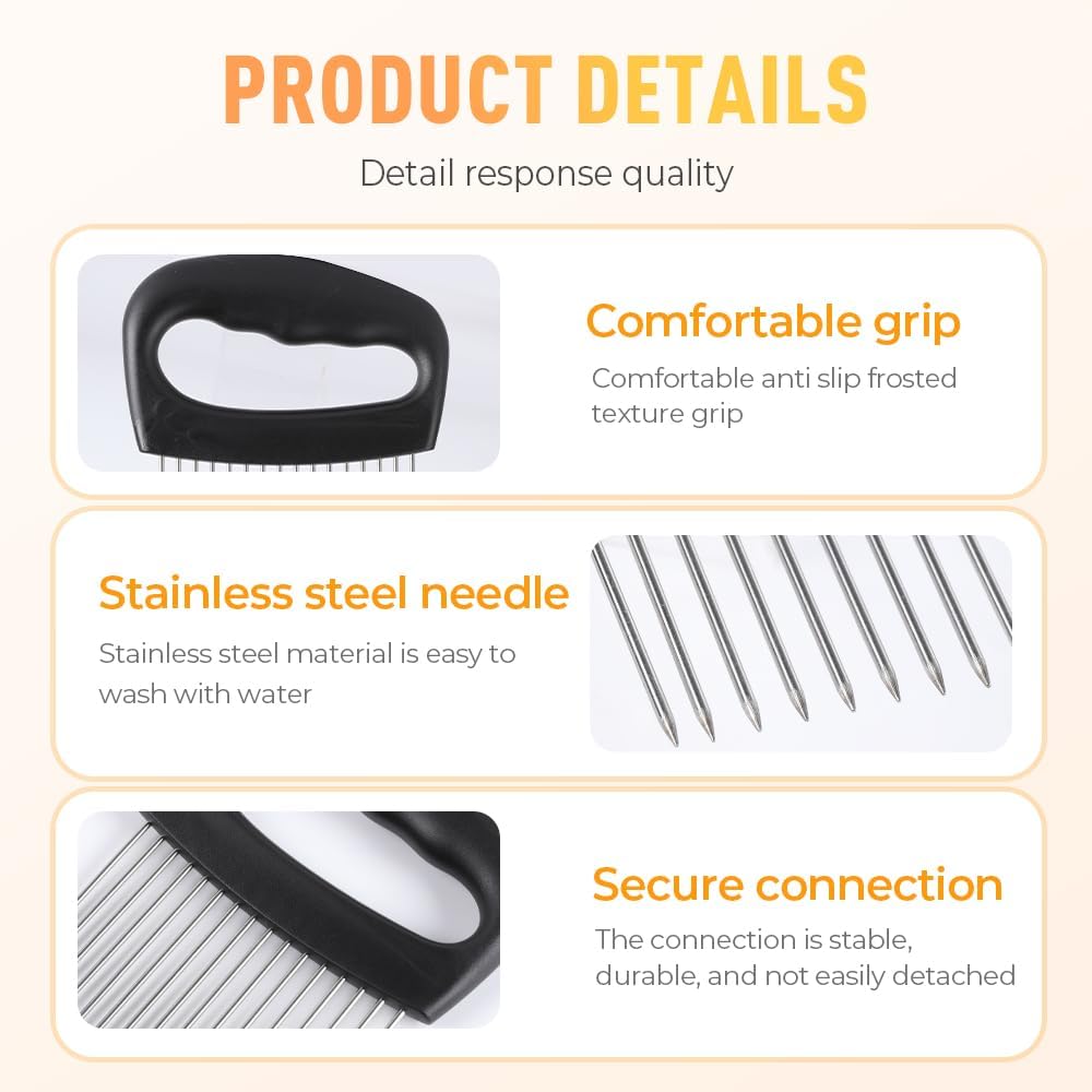 Onion Holder for Slicing, Stainless Steel Onion Slicer Holder, 2025 New Upgraded Tamato Slicer Vegetable Cutter Kitchen Gadeget Chopper Assistant Tool for Potato Lemon Fruit and Meat (2pcs)