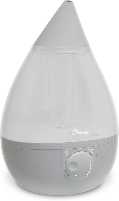 Crane Ultrasonic Cool Mist Humidifier for Bedroom, Baby Nursery, Kids Room, Plants, or Office, Large 1 Gallon Tank, Filter Optional, Blue and White