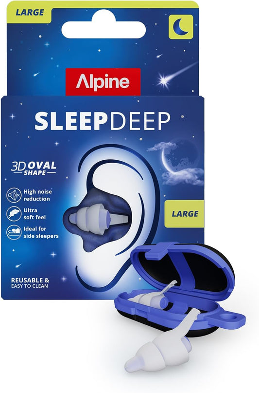 Alpine SleepDeep Reusable Earplugs for Sleeping | Earbuds for Side Sleepers