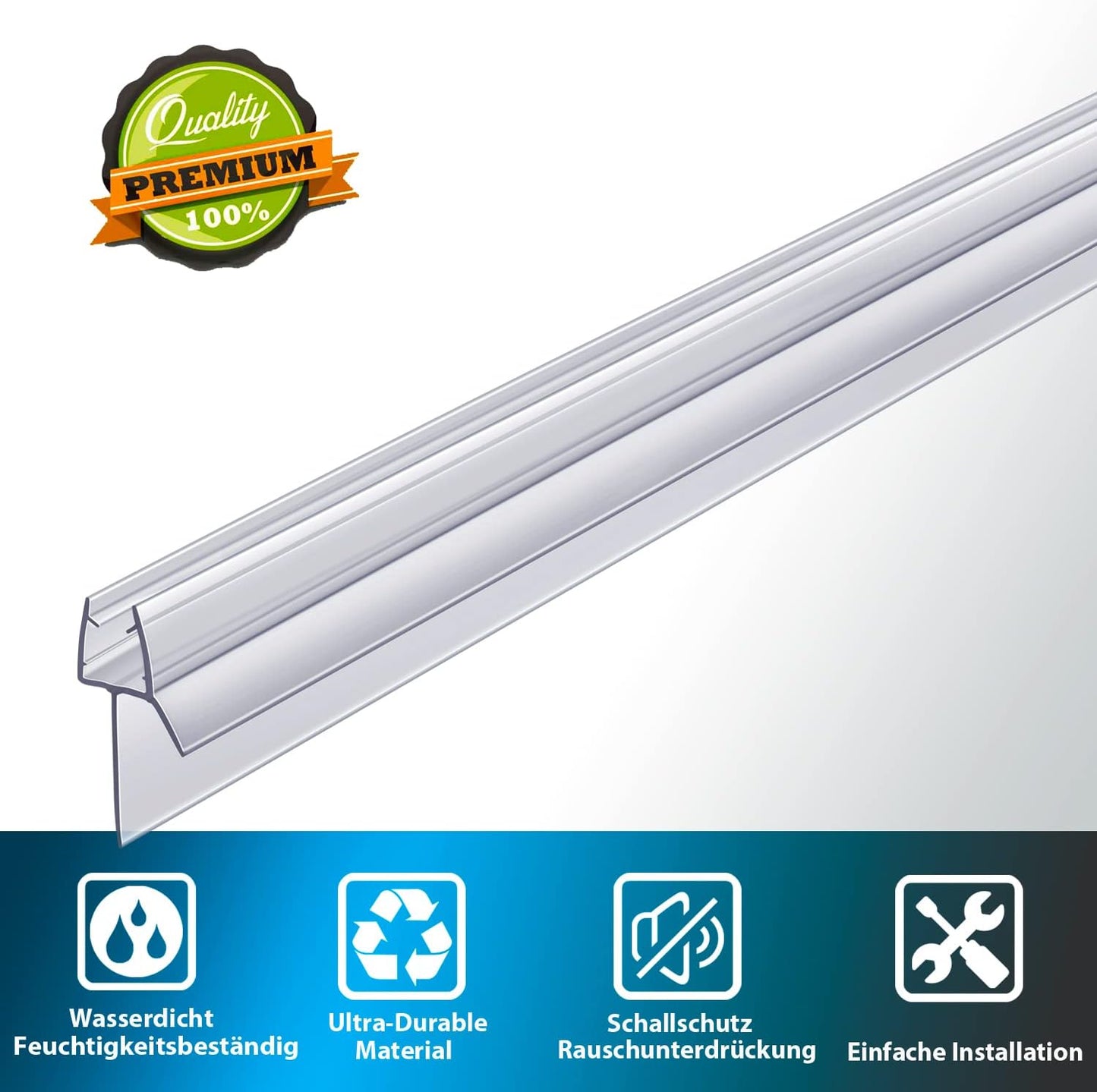 2-Pack Butecare Frameless Shower Door Bottom Seal for Glass Doors – Stop Shower Leaks and Create a Water Barrier (3/8” x 39”)