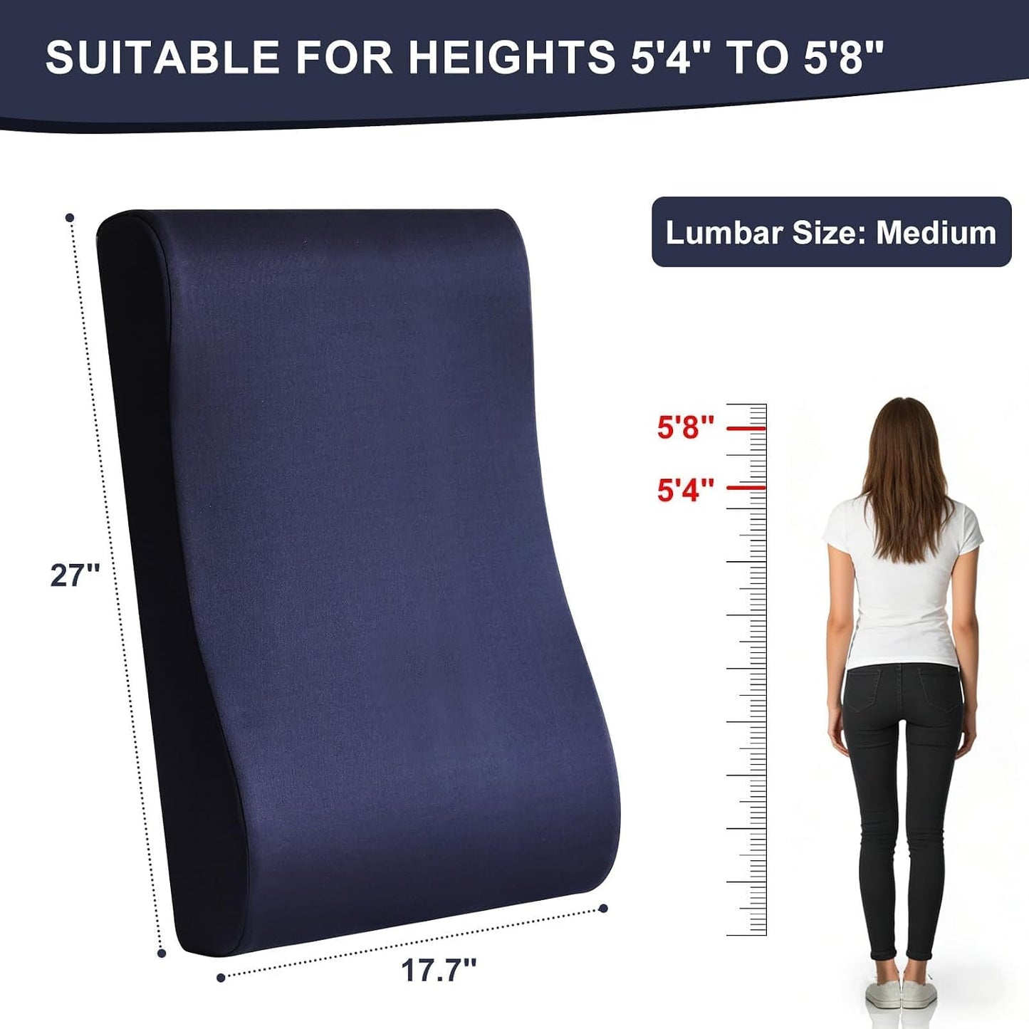 2-in-1 Neck Pillow Lumbar Support Pillow for Recliner Couch& Glider Chair - High Resilient Foam Ergonomic Back Support for High-Back Rocking Chairs, Glider Rocker Replacement Cushions Navy S