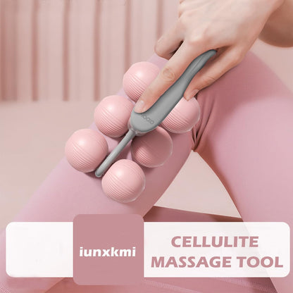 Lymphatic Massage Roller for Cellulite Remover Body Sculpting - Handheld Cellulite Massage Tool for Body Bloat Blood Circulation Lymphatic Drainage Pink