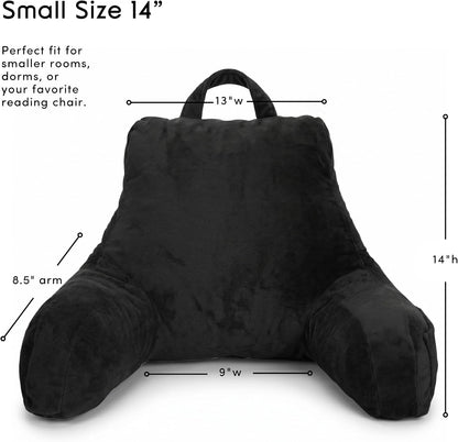 Nestl Reading Pillow with Shredded Memory Foam, Designed for Sitting Up in Bed and Couch, Back and Arms Adjustable Support for Adult & Teens Backrest Pillows for Reading, with Washable Cover Dark Grey