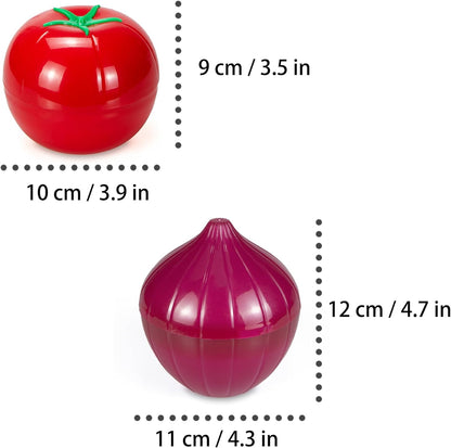 Vegetable and Fruit Storage Containers for Refrigerator, Lemon Tomato Garlic Avocado and Onion Storage, Food Storage Containers with Lids, Pack of 5