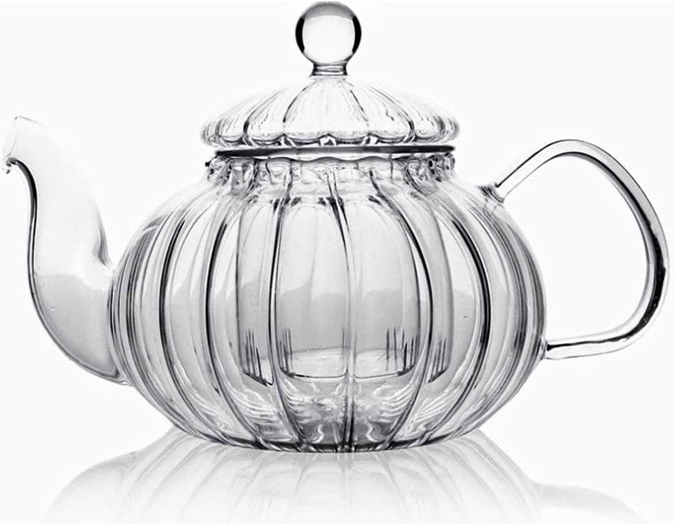 Glass Filtering Tea Maker Teapot with a Warmer and 6 Double-walled Tea Cups Set (Heating base, Standard)