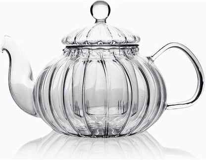 Glass Filtering Tea Maker Teapot with a Warmer and 6 Double-walled Tea Cups Set (Heating base, Standard)