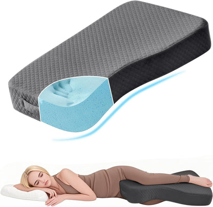 Knee Pillow for Side Sleepers, 100% Memory Foam Filling Leg Pillow for Side Sleeping, 4" Height Leg Pillow for Relieving Leg, Back, and Knee Pain Breathable & Pressure-Relieving Support - 18"x30"x4"
