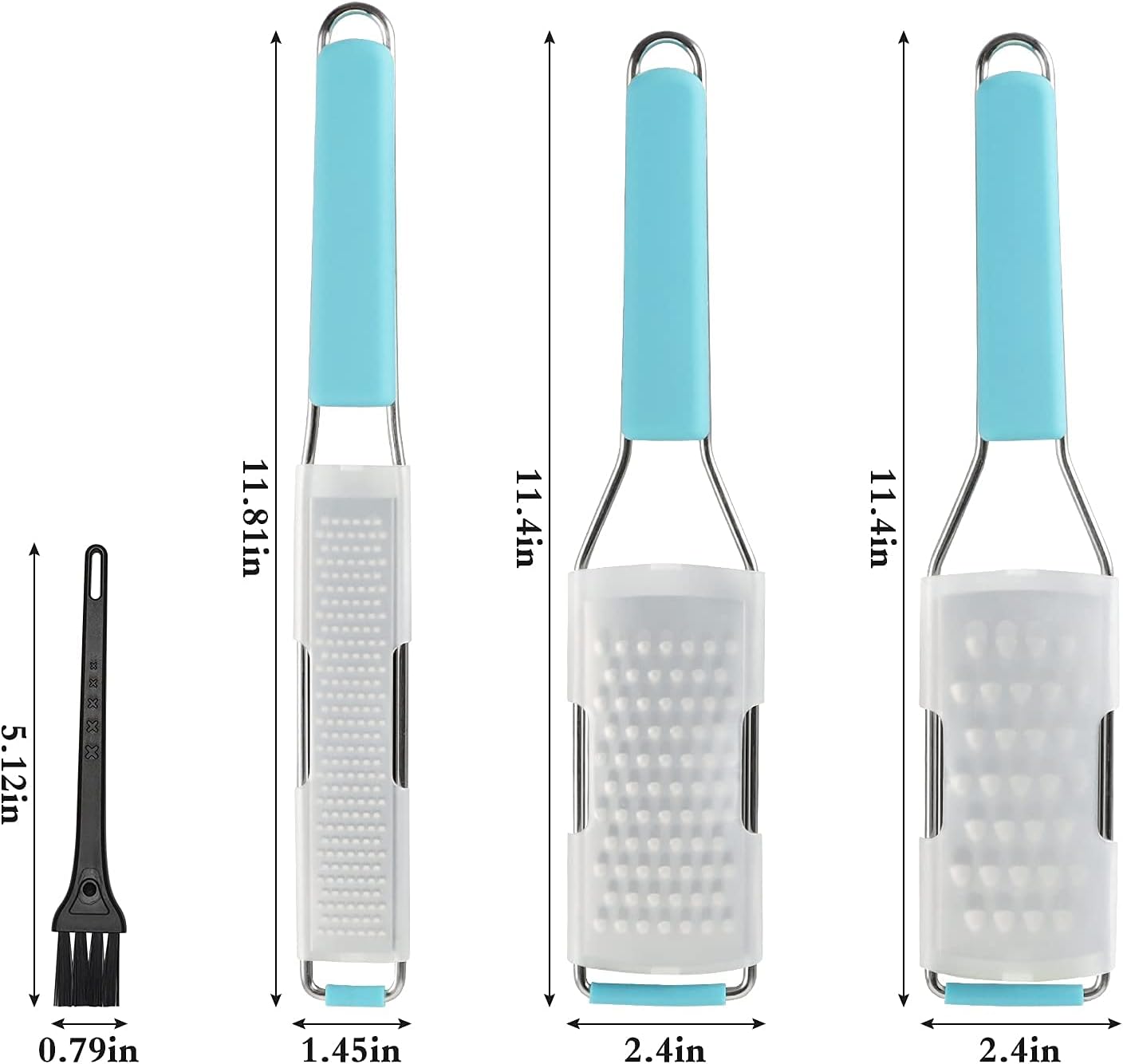 Cambom Lemon Zester Grater Three-piece Suit - Heavy Duty Kitchen Tool for Parmesan Cheese, Ginger, Garlic, Nutmeg, Chocolate, Vegetables，Fruits，Stainless Steel Grater Dishwasher Safe Black | 304 Stainless Steel, Sharp Tool for Parmesan Cheese, Ginger,