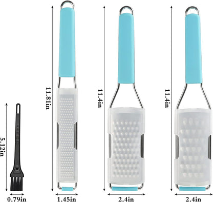 Cambom Lemon Zester Grater Three-piece Suit - Heavy Duty Kitchen Tool for Parmesan Cheese, Ginger, Garlic, Nutmeg, Chocolate, Vegetables，Fruits，Stainless Steel Grater Dishwasher Safe Black | 304 Stainless Steel, Sharp Tool for Parmesan Cheese, Ginger,
