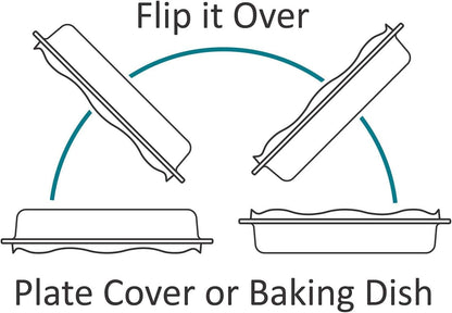 Cuchina Safe 2-in-1 Cover ‘n Cook Vented Glass Microwave Plate Cover and Baking Dish; Easy to Grip for Baking and Serving