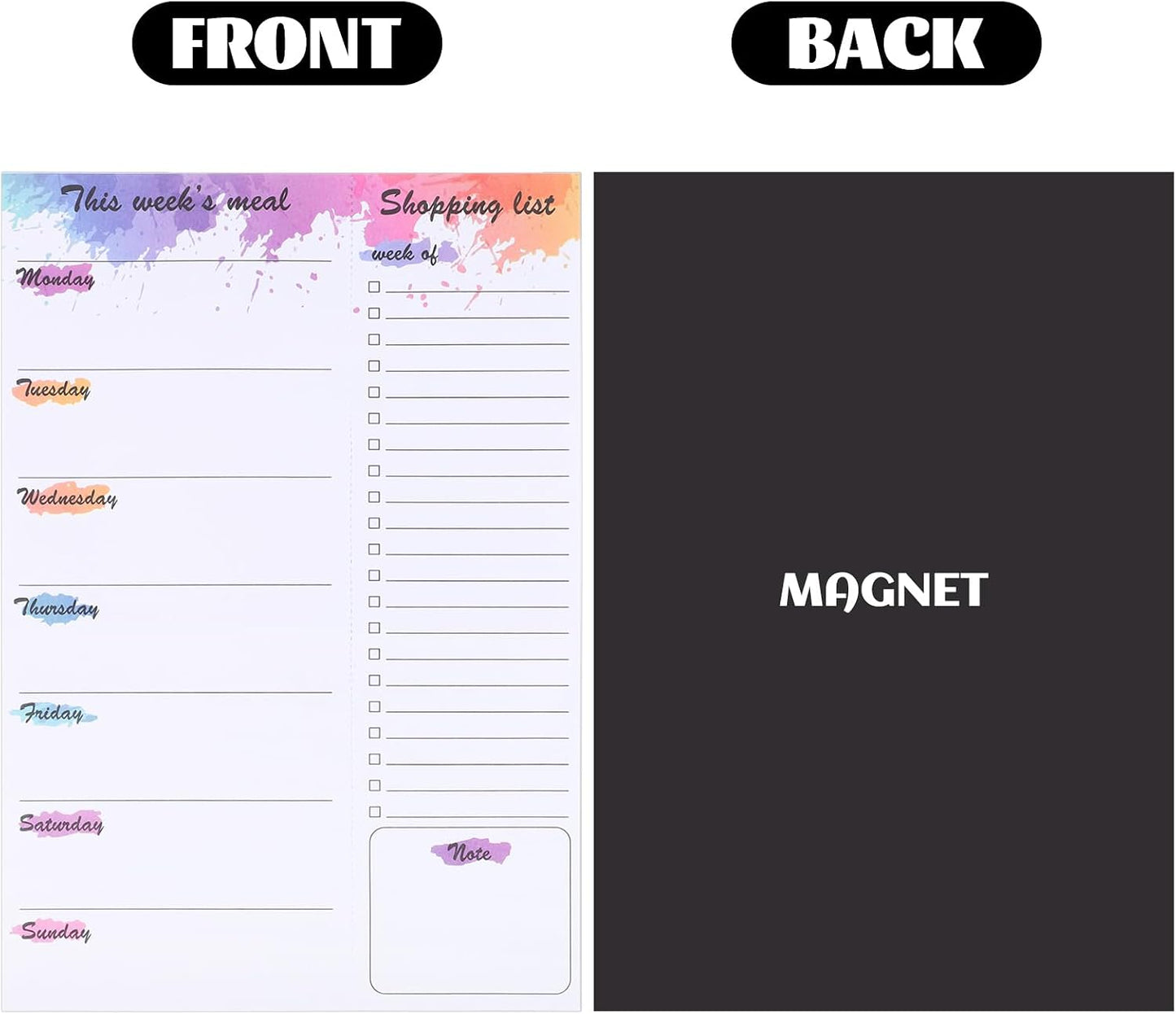 Thboxes 60 Sheets Magnetic Weekly Meal Planner for Fridge, Grocery List Pad | Tear-Off Shopping List, 7x10 In, Flower Design, Full Backing Grip, for Meal Prep, Kitchen, Families, Parents, Home Office