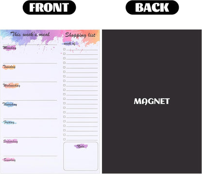 Thboxes 60 Sheets Magnetic Weekly Meal Planner for Fridge, Grocery List Pad | Tear-Off Shopping List, 7x10 In, Flower Design, Full Backing Grip, for Meal Prep, Kitchen, Families, Parents, Home Office