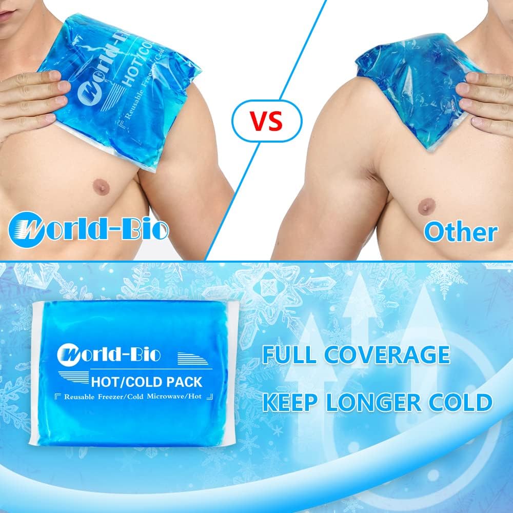 Ice Packs for Injuries Reusable Gel - Hot Cold Gel Ice Pack for Injury, Pain Relief, Rehabilitation - Flexible Ice Packs for Knee, Shoulder, Back, Neck, Wrist - 4.7" x 12.2"