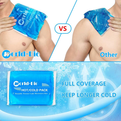 Ice Packs for Injuries Reusable Gel - Hot Cold Gel Ice Pack for Injury, Pain Relief, Rehabilitation - Flexible Ice Packs for Knee, Shoulder, Back, Neck, Wrist - 4.7" x 12.2"