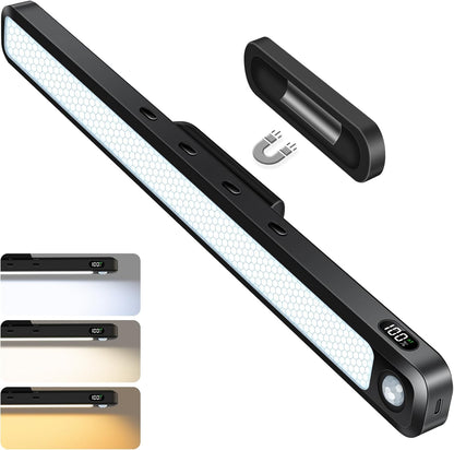 Ferswe 5W Motion Sensor Magnetic Light Bar, 2500mAh Rechargeable Under Cabinet Lighting with Battery Display, Eye-Friendly Mirror Lights, LED Light Bar for Cabinet, Closet, Bathroom and Desk