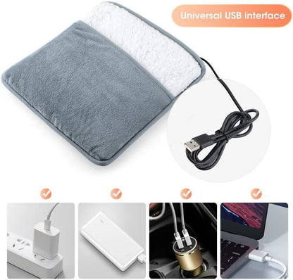 USB Heated Foot Warmer Electric Feet Heating Pad Fleece Lined Feet Warmer with Constant Temperature Non-Slip Washable Thermal Foot Heated Mat for Bed Under Desk Office Home Travel
