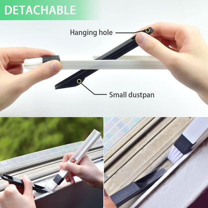 Crevice Gap Cleaning Brush Tool: 6PCS Hand-held Groove Gap Cleaning Tools | 2 in 1 Dustpan Cleaning Brush, Shutter Door Window Track Cleaning Brushes for Bathroom/Toilet/Kitchen Corner
