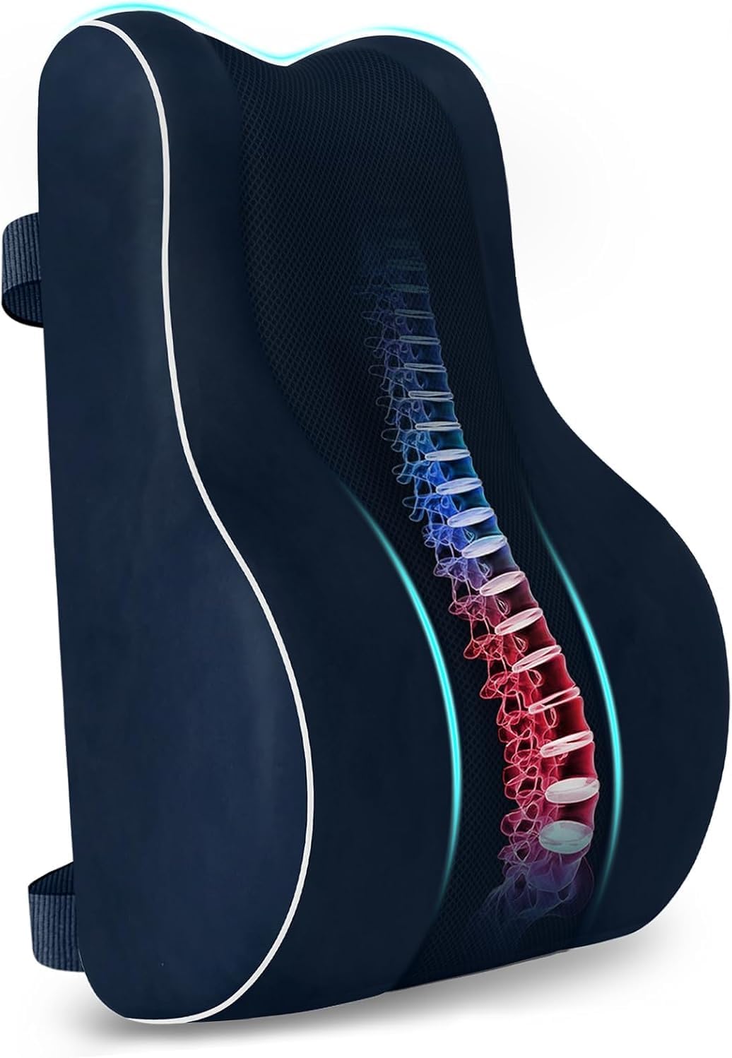 CloudBliss Lumbar Support Pillow, Memory Foam for Office Chair, Black | Ergonomic High-Density Memory Foam, Adjustable Straps, Washable Mesh Cover, Lower Back Support for Office, Gaming & Car Seat
